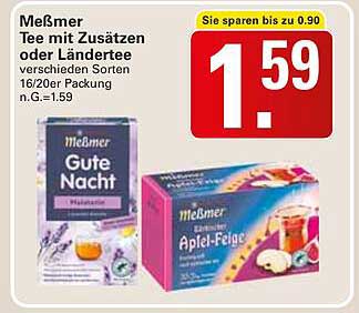 Meßmer Tee mit Zusätzen oder Ländertee verschiedene Sorten 16/20er Packung n.G.