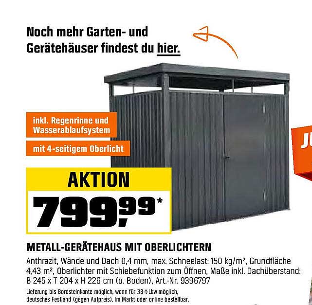 METALL-GERÄTEHAUS MIT OBERLICHTERN