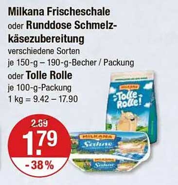 Milkana Frischeschale oder Runddose Schmelzkäsezubereitung - 38% günstiger!
