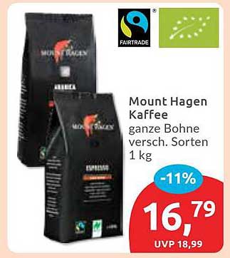 Mount Hagen Kaffee ganze Bohne versch. Sorten 1 kg