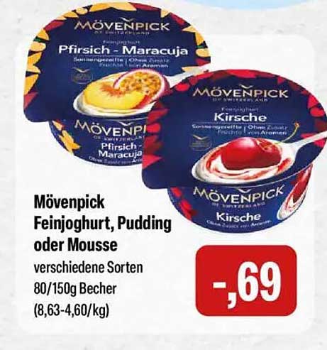 Mövenpick Feinjoghurt, Pudding oder Mousse - verschiedene Sorten