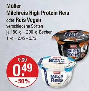 Müller Milchreis High Protein Reis oder Reis Vegan
