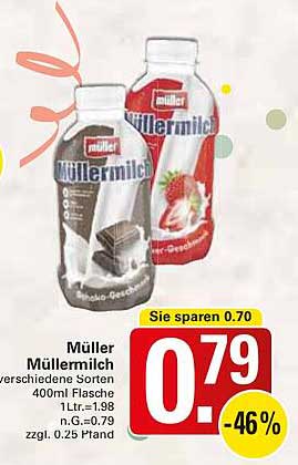 Müller Müller Milch 400ml Flasche - verschiedene Sorten