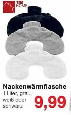 Nackenwärmflasche 1 Liter, grau, weiß oder schwarz