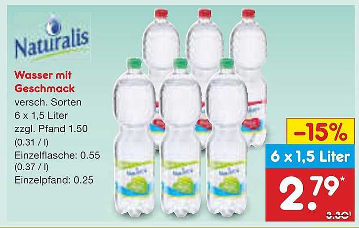 Naturalis Wasser mit Geschmack 6 x 1,5 Liter