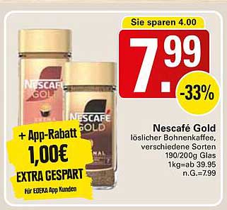 Nescafé Gold löslicher Bohnenkaffee, verschiedene Sorten 190/200g Glas