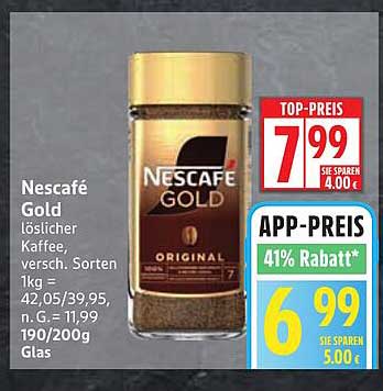 Nescafé Gold – löslicher Kaffee, verschiedene Sorten