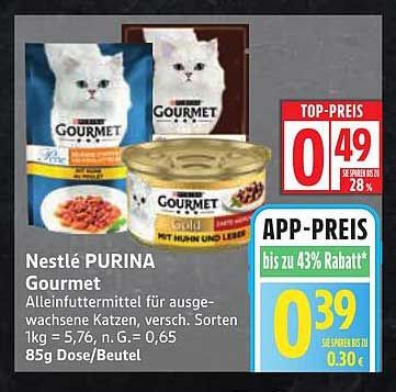 Nestlé PURINA Gourmet Alifutter für ausgewachsene Katzen, 85g Dose/Beutel