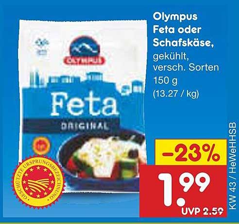 Olympus Feta oder Schafskäse, gekühlt, verschiedene Sorten 150 g
