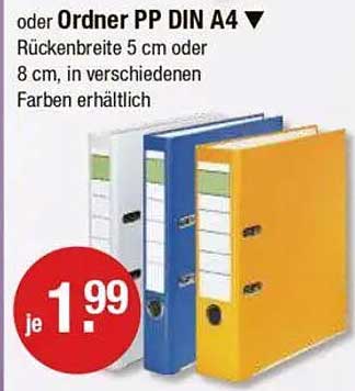 Ordner PP DIN A4, Rückenbreite 5 cm oder 8 cm, in verschiedenen Farben erhältlich