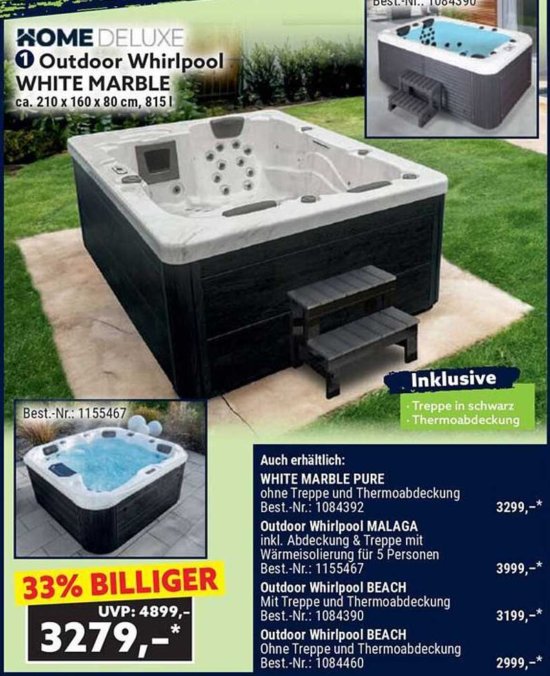 Outdoor Whirlpool WHITE MARBLE