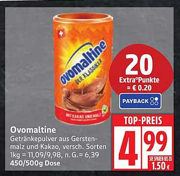 Ovomaltine Getränkepulver 450/500g Dose