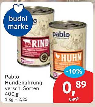 Pablo Hundenahrung verschiedene Sorten 400 g - Jetzt im Angebot!