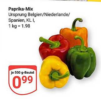 Paprika-Mix - je 500 g-Beutel für nur 0,99 €