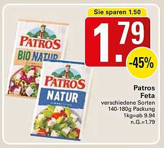 Patros Feta verschiedene Sorten 140-180g Packung
