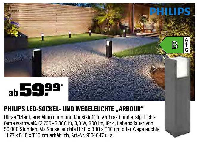 PHILIPS LED-SOCKEL- UND WEGELEUCHTE „ARBOUR“