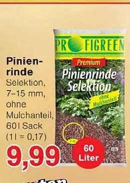 Pinienrinde Selektion, 7-15 mm, ohne Mulchanteil – 60 l Sack