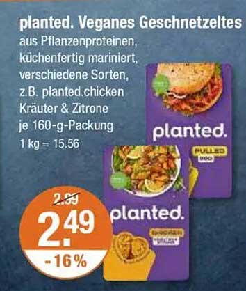 Planted. Veganes Geschnetzeltes – Kräuter & Zitrone, je 160-g-Packung