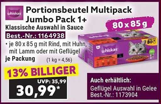 Portionsbeutel Multipack Jumbo Pack 1+ von Whiskas