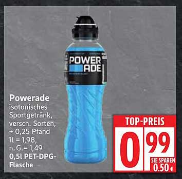 Powerade isotonic sports drink, various flavors