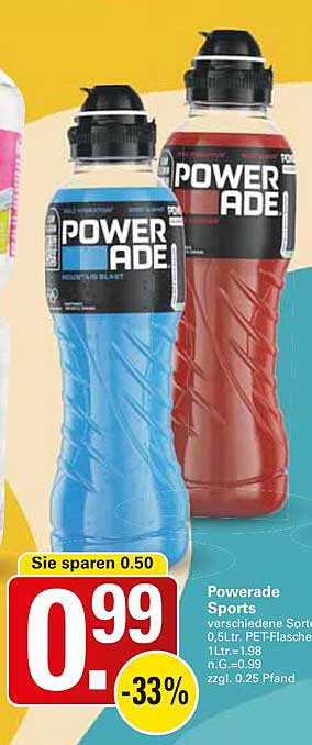 Powerade Sports 0,5L PET-Flasche - verschiedene Sorten