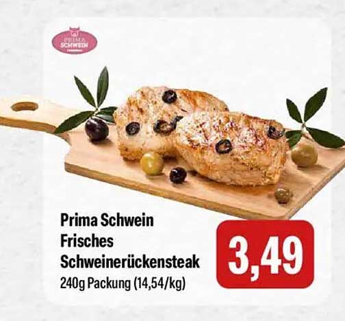 Prima Schwein Frisches Schweinerückensteak 240g