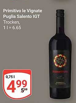 Primitivo le Vignate Puglia Salento IGT - Trocken 0,75 l