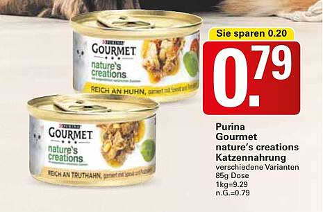 Purina Gourmet nature's creations Katzennahrung 85g Dose
