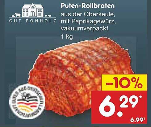 Puten-Rollbraten aus der Oberkeule mit Paprikagewürz, vakuumverpackt 1 kg