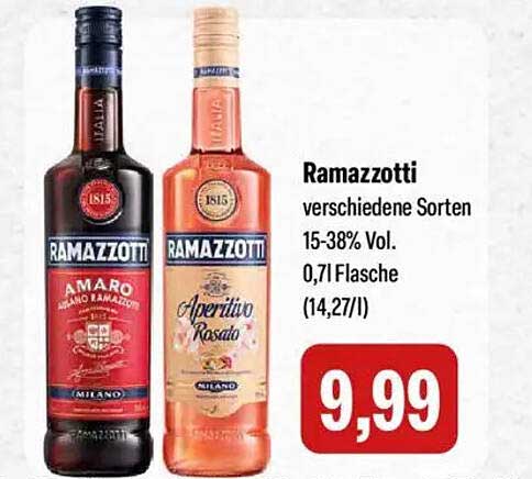 Ramazzotti verschiedene Sorten 15-38% Vol. 0,7l Flasche