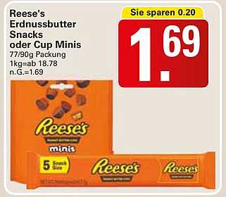 Reese's Erdnussbutter Snacks oder Cup Minis