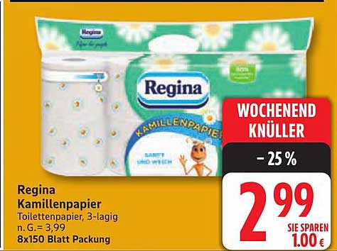Regina Kamillenpapier - 3-lagig, 8x150 Blatt