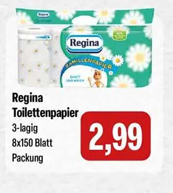 Regina Toilettenpapier 3-lagig 8x150 Blatt Packung