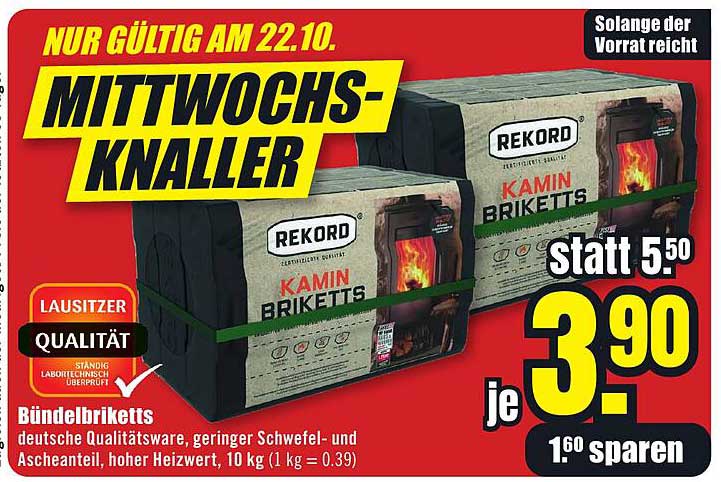 Rekord Kamin Briketts - Mittwochsknaller!