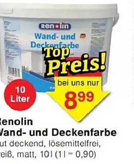 Renolin Wand- und Deckenfarbe 10 Liter – Top-Preis!