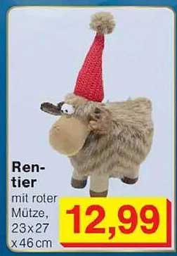 Rentier mit roter Mütze, 23x27x46 cm