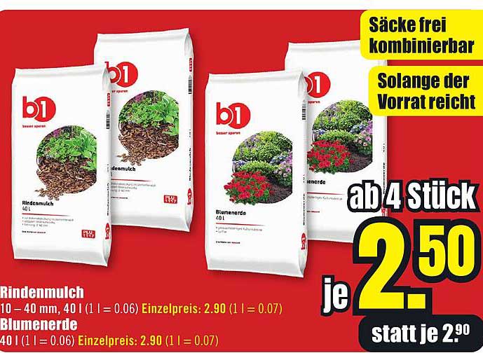 Rindenmulch und Blumenerde – ab 4 Stück je 2,50 statt je 2,90
