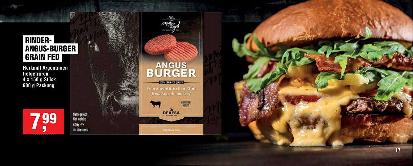 Rinder-Angus-Burger Grain Fed