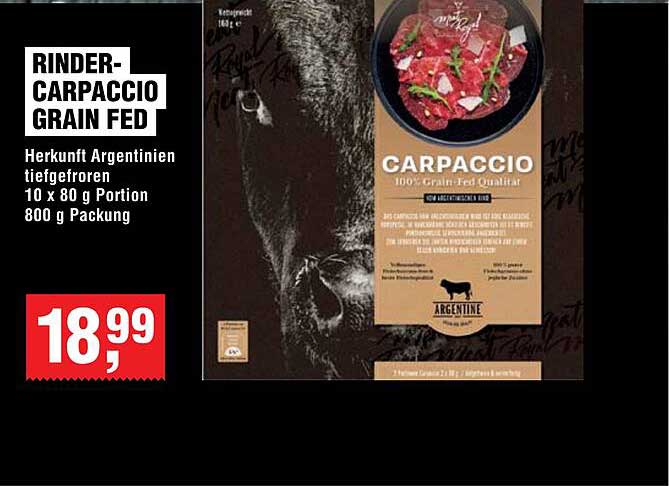 Rinder-Carpaccio Grain Fed 800 g Packung