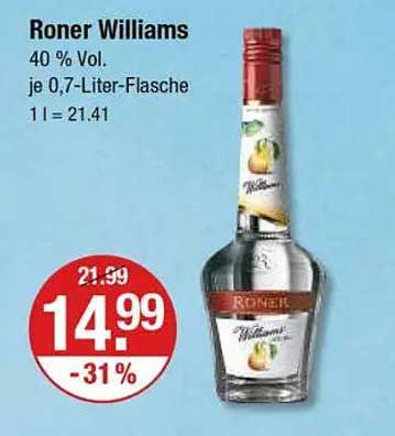 Roner Williams 0,7-Liter-Flasche - Besonders fruchtig und aromatisch