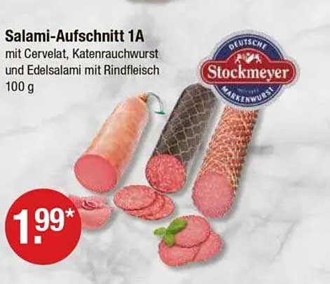 Salami-Aufschnitt 1A mit Cervelat, Katenrauchwurst und Edelsalami mit Rindfleisch 100 g
