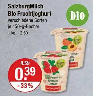 SalzburgMilch Bio Fruchtjoghurt verschiedene Sorten je 150-g-Becher