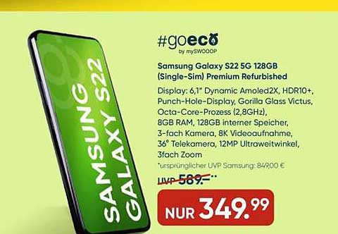 Samsung Galaxy S22 5G 128GB (Single-Sim) Premium Refurbished