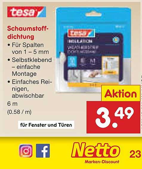 Schaumstoffdichtung von tesa – für Fenster und Türen