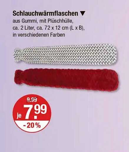Schlauchwärmflaschen aus Gummi mit Plüschhülle