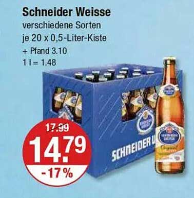 Schneider Weisse verschiedene Sorten je 20 x 0,5-Liter-Kiste + Pfand 3,10