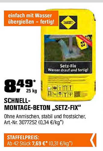Schnell-Montage-Beton „Setz-Fix“