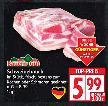 Schweinebauch im Stück – frisch und vielseitig einsetzbar