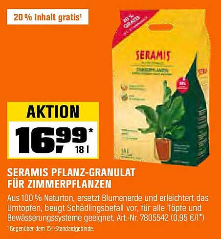 SERAMIS Pflanz-Granulat für Zimmerpflanzen mit 20% Inhalt gratis