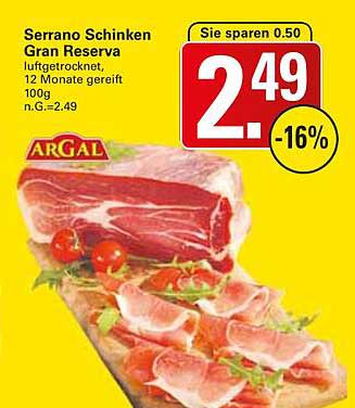 Serrano Schinken Gran Reserva, luftgetrocknet, 12 Monate gereift, 100g